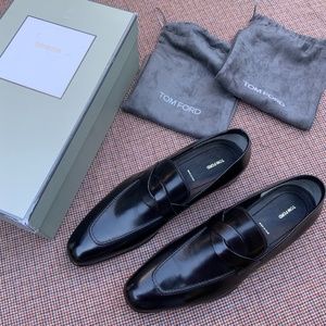SOLD: TOM FORD Black Leather Loafers Dress Shoes Adney Sz 12.5